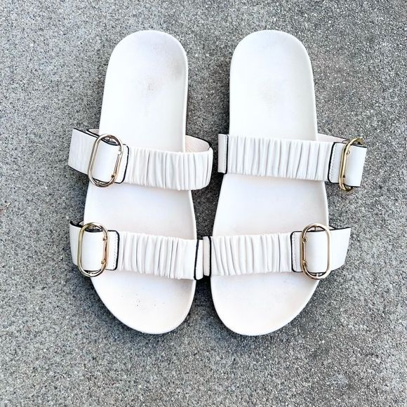 Stuart Weitzman Shoes - Stuart Weitzman Shalene Ruched Strap Slide Sandals Size 8
